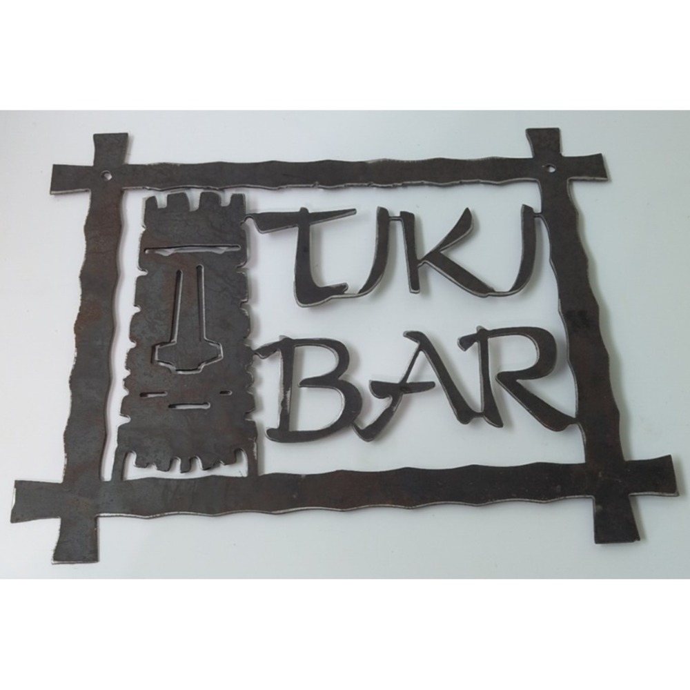 Unbranded Metal Tiki Bar‎ Sign Wall Decor 15x11 Gray Good Rustic Steel Art